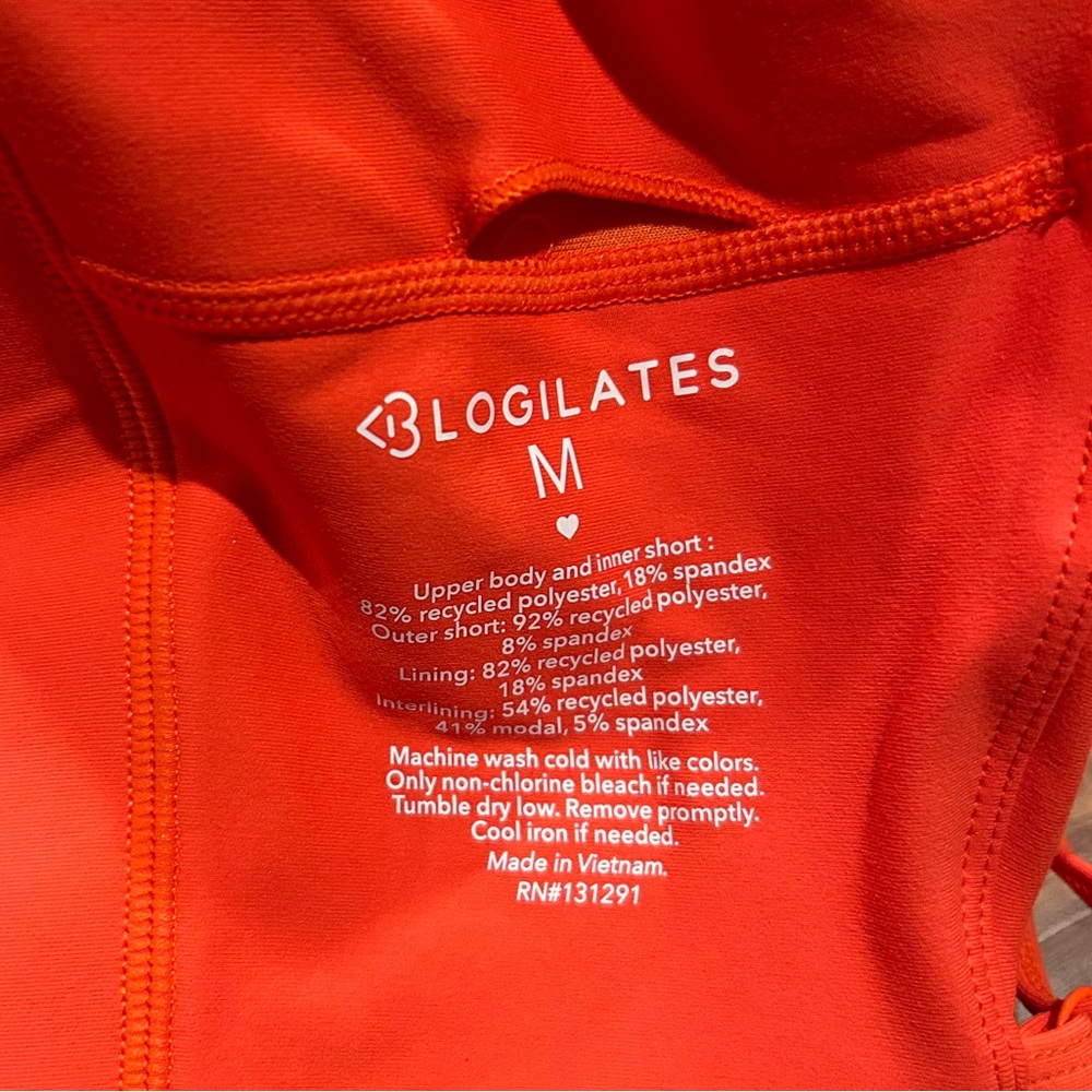 NWT! Popflex Target X Blogilates Barre Active Romper Coral Orange/Red Size Med - Picture 7 of 8
